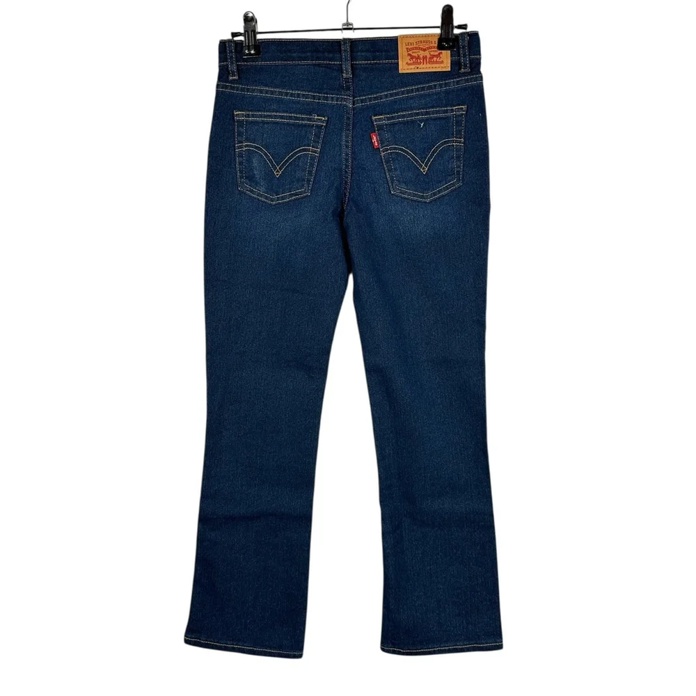 Levi Girls Boot Cut Dark Wash Blue Jeans Size 8 - Picture 2 of 6